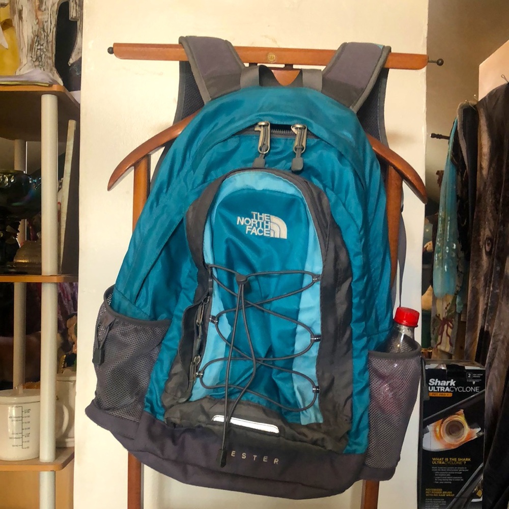 North Face Jester backpack Blue & Grey EUC